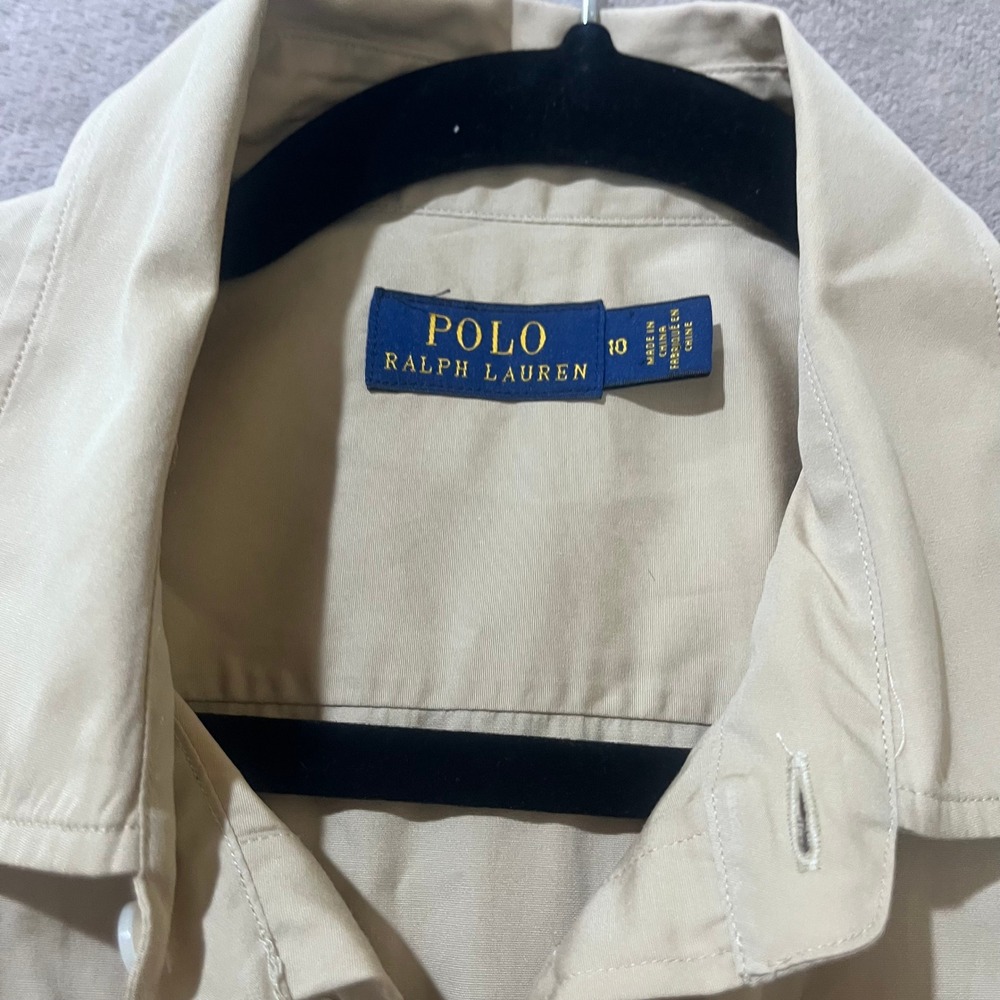 Polo Ralph Lauren Tiered Dress Women 10 Belted Safari Capsule Neutral Granola - Picture 3 of 8